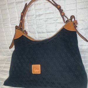 Dooney & Bourke nylon hobo shoulder bag w/ leather straps